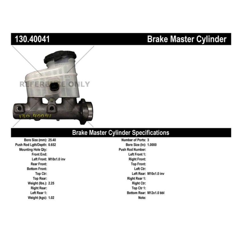 CENTRIC PARTS 130.40041 Centric Premium Brake Master Cylinder
