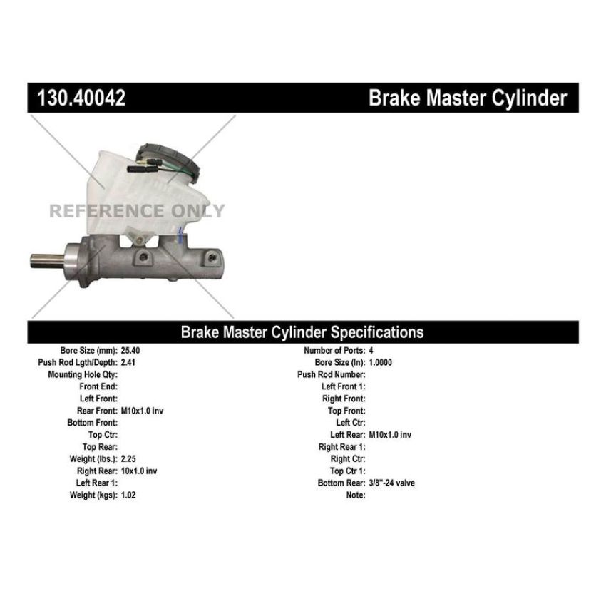 CENTRIC PARTS 130.40042 Centric Premium Brake Master Cylinder