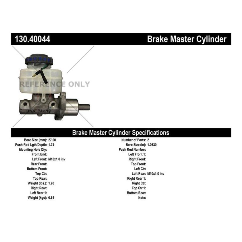 CENTRIC PARTS 130.40044 Centric Premium Brake Master Cylinder