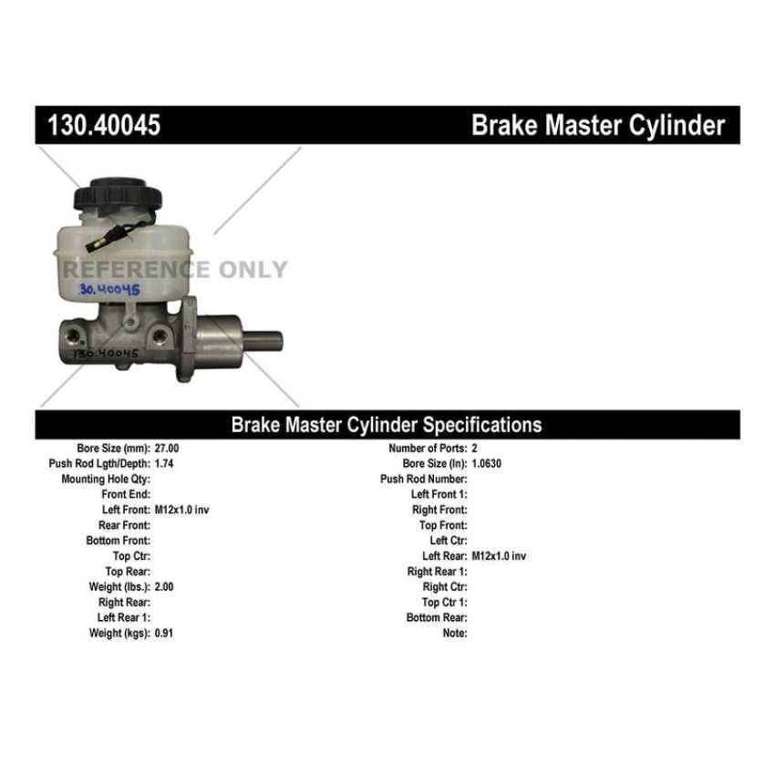 CENTRIC PARTS 130.40045 Centric Premium Brake Master Cylinder