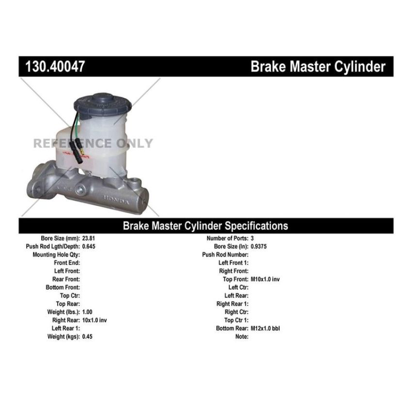 CENTRIC PARTS 130.40047 Centric Premium Brake Master Cylinder