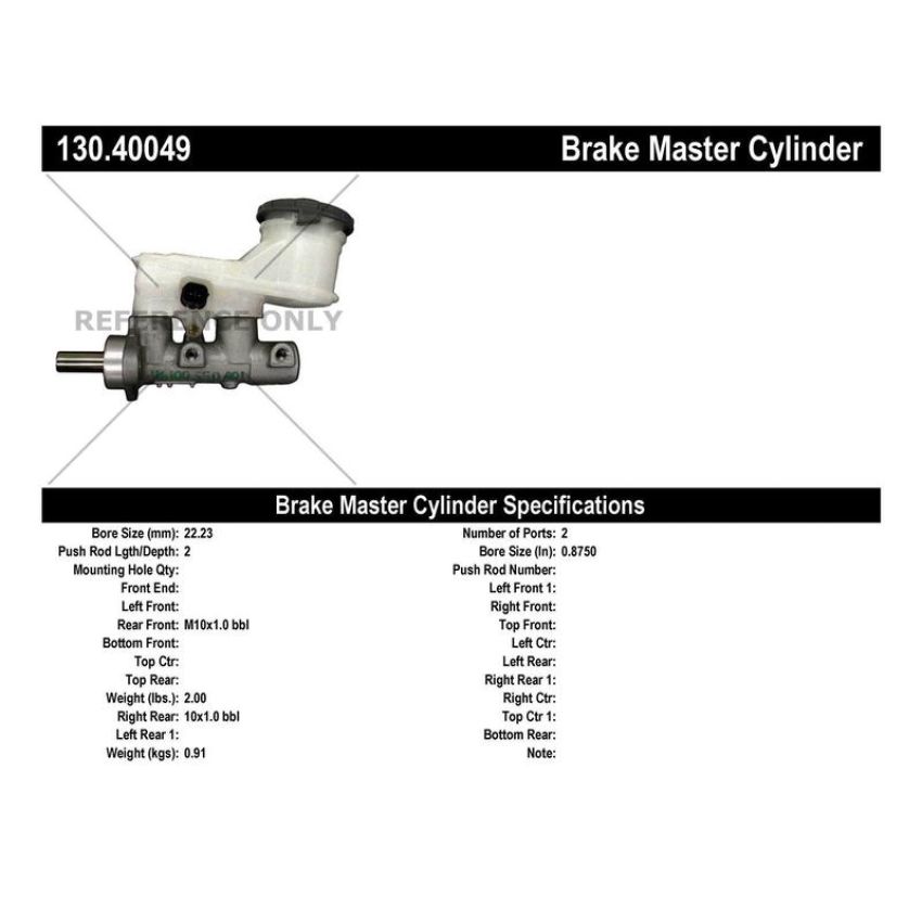 CENTRIC PARTS 130.40049 Centric Premium Brake Master Cylinder
