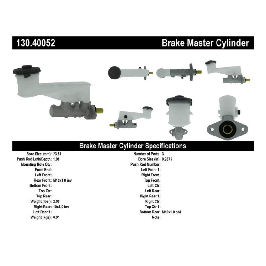 CENTRIC PARTS 130.40052 Centric Premium Brake Master Cylinder