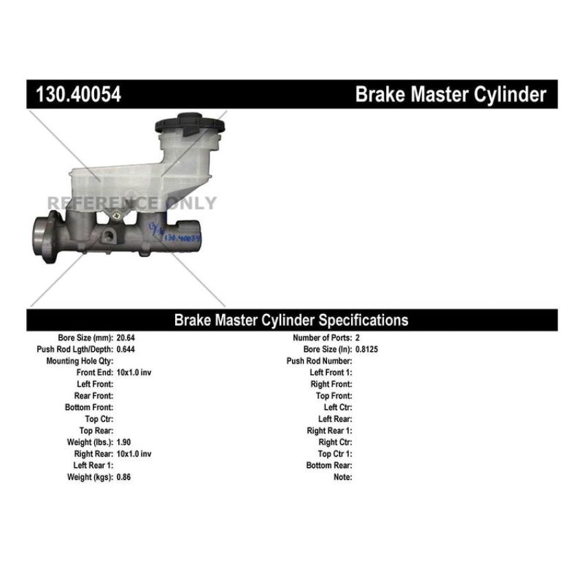 CENTRIC PARTS 130.40054 Centric Premium Brake Master Cylinder