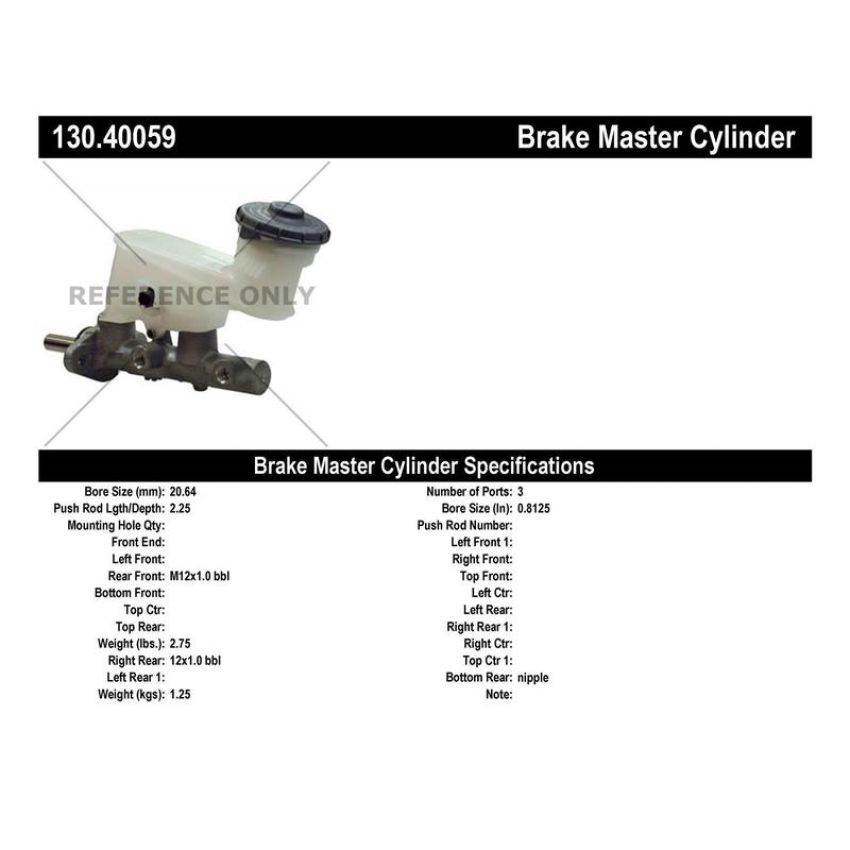 CENTRIC PARTS 130.40059 Centric Premium Brake Master Cylinder