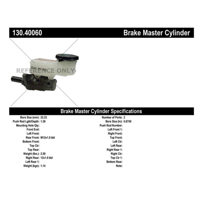 CENTRIC PARTS 130.40060 Centric Premium Brake Master Cylinder