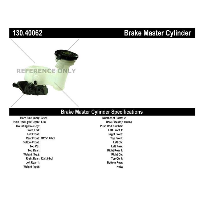 CENTRIC PARTS 130.40062 Centric Premium Brake Master Cylinder