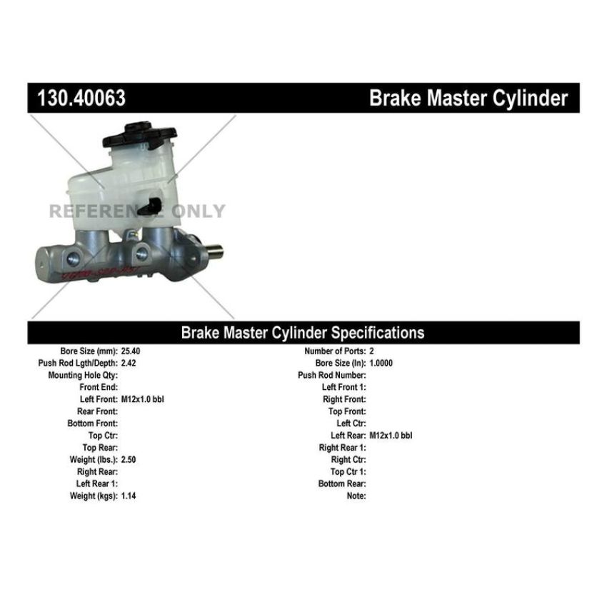 CENTRIC PARTS 130.40063 Centric Premium Brake Master Cylinder