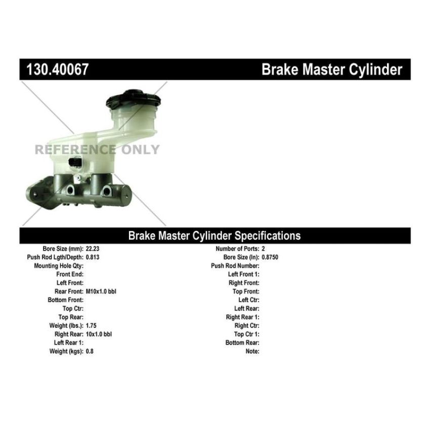 CENTRIC PARTS 130.40067 Centric Premium Brake Master Cylinder