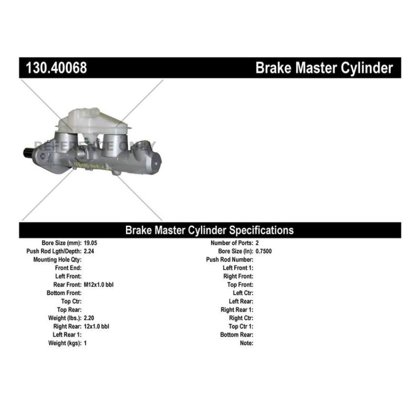 CENTRIC PARTS 130.40068 Centric Premium Brake Master Cylinder
