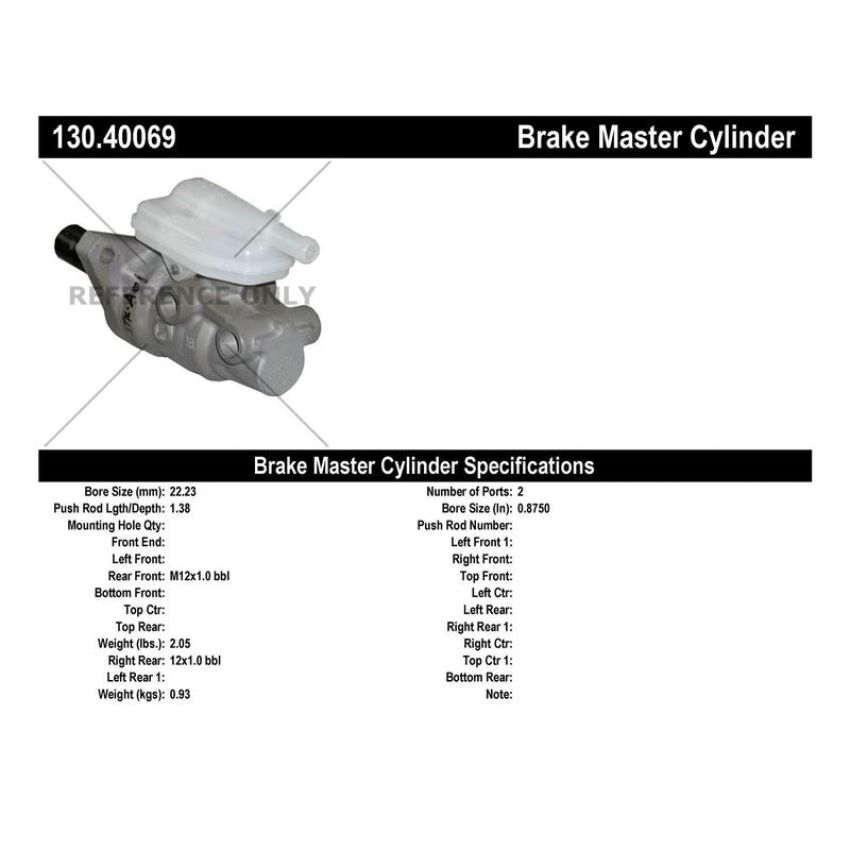CENTRIC PARTS 130.40069 Centric Premium Brake Master Cylinder