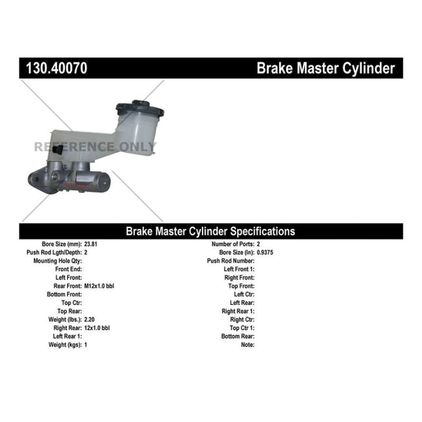 CENTRIC PARTS 130.40070 Centric Premium Brake Master Cylinder