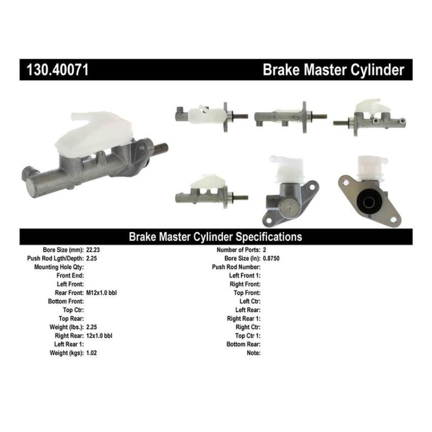CENTRIC PARTS 130.40071 Centric Premium Brake Master Cylinder