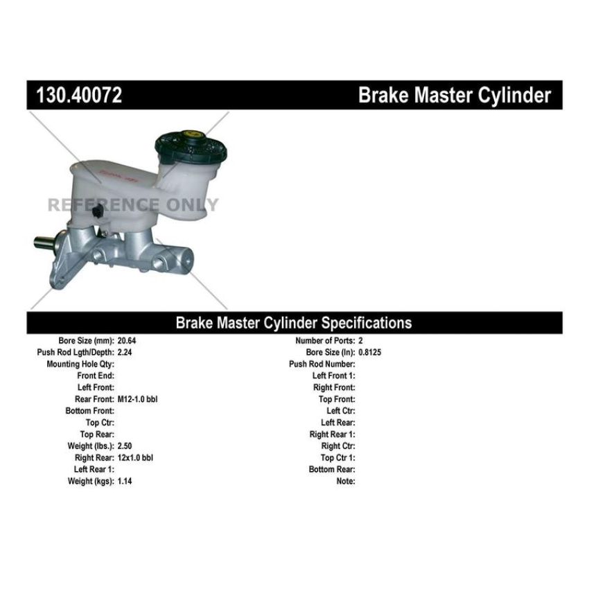 CENTRIC PARTS 130.40072 Centric Premium Brake Master Cylinder