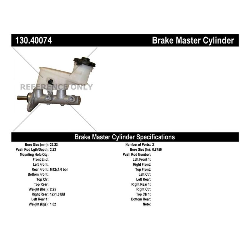 CENTRIC PARTS 130.40074 Centric Premium Brake Master Cylinder