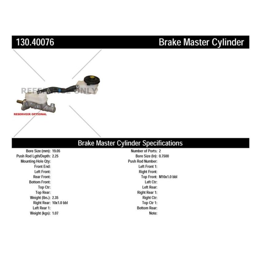 CENTRIC PARTS 130.40076 Centric Premium Brake Master Cylinder