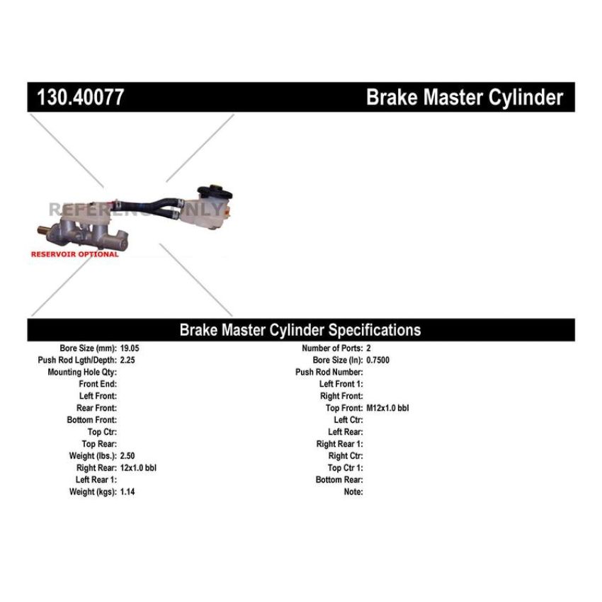 CENTRIC PARTS 130.40077 Centric Premium Brake Master Cylinder