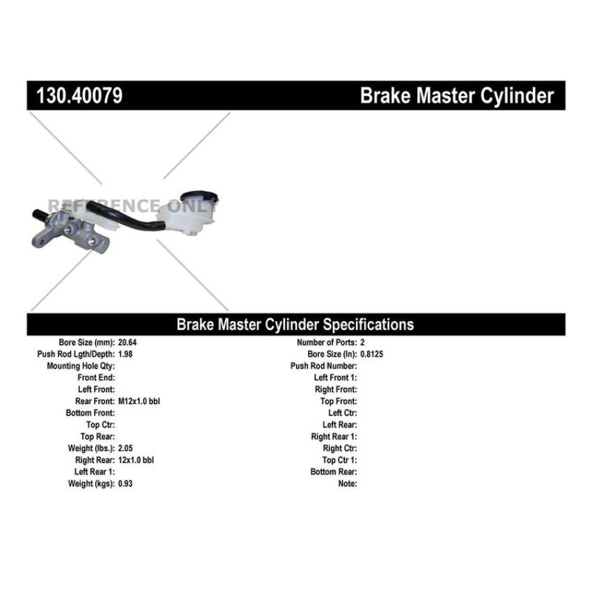 CENTRIC PARTS 130.40079 Centric Premium Brake Master Cylinder
