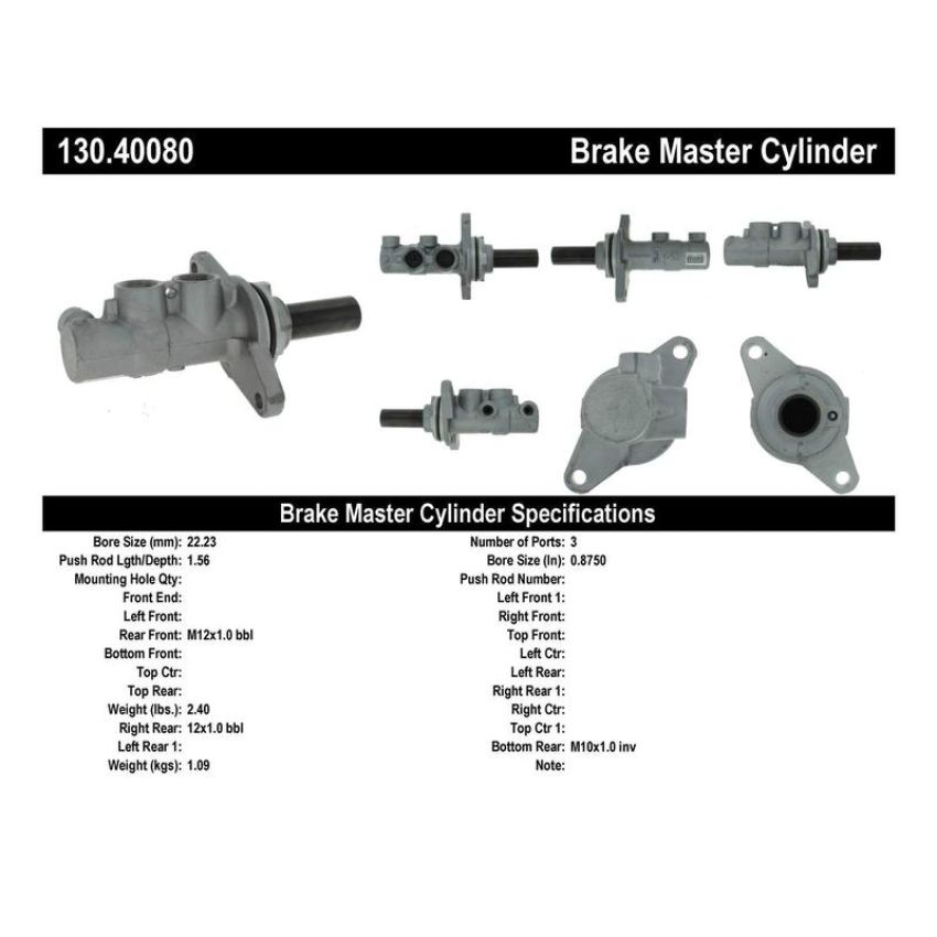 CENTRIC PARTS 130.40080 Centric Premium Brake Master Cylinder