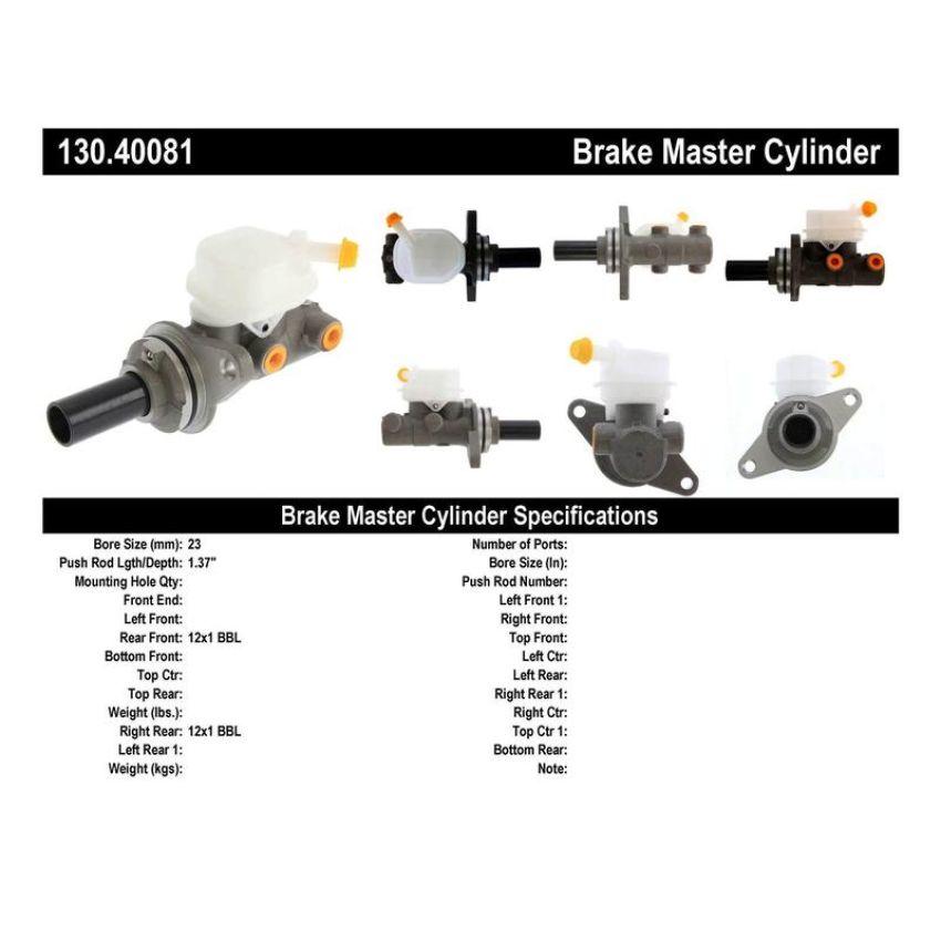 CENTRIC PARTS 130.40081 Centric Premium Brake Master Cylinder