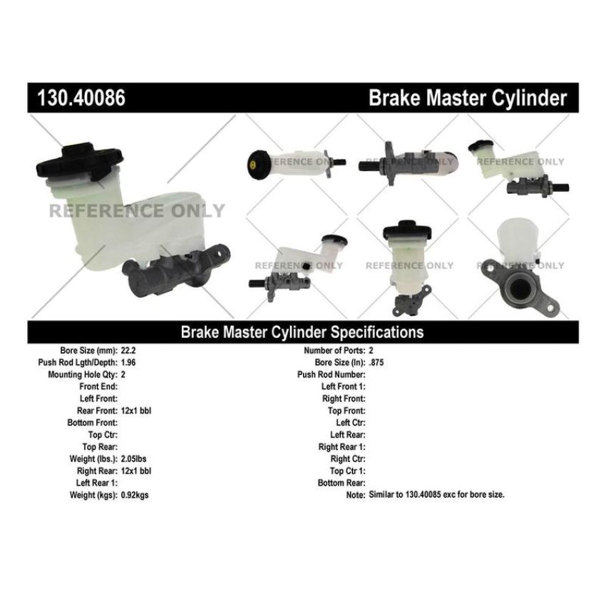 CENTRIC PARTS 130.40086 Centric Premium Brake Master Cylinder