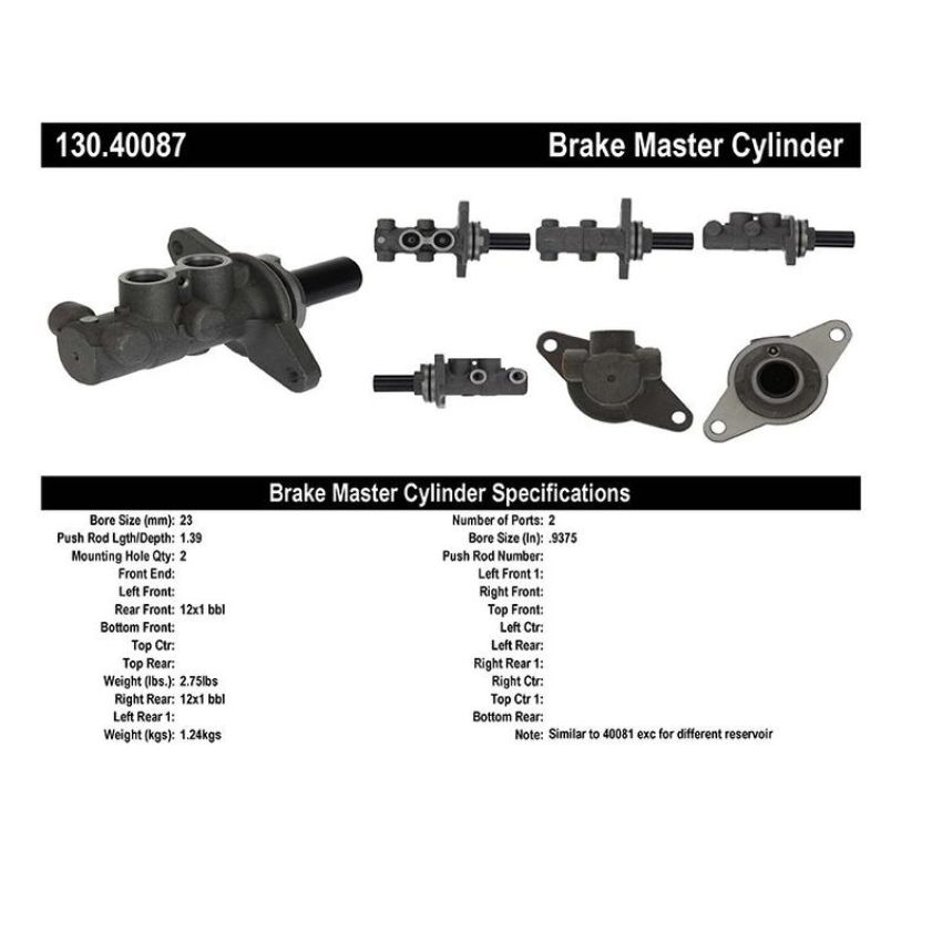 CENTRIC PARTS 130.40087 Centric Premium Brake Master Cylinder