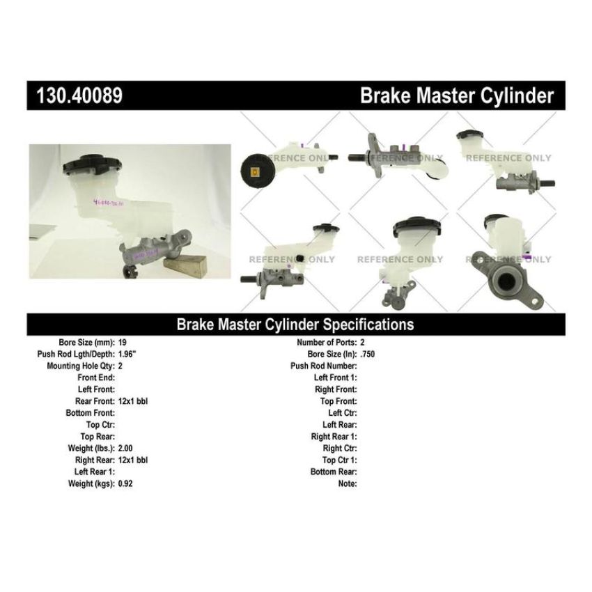 CENTRIC PARTS 130.40089 Centric Premium Brake Master Cylinder