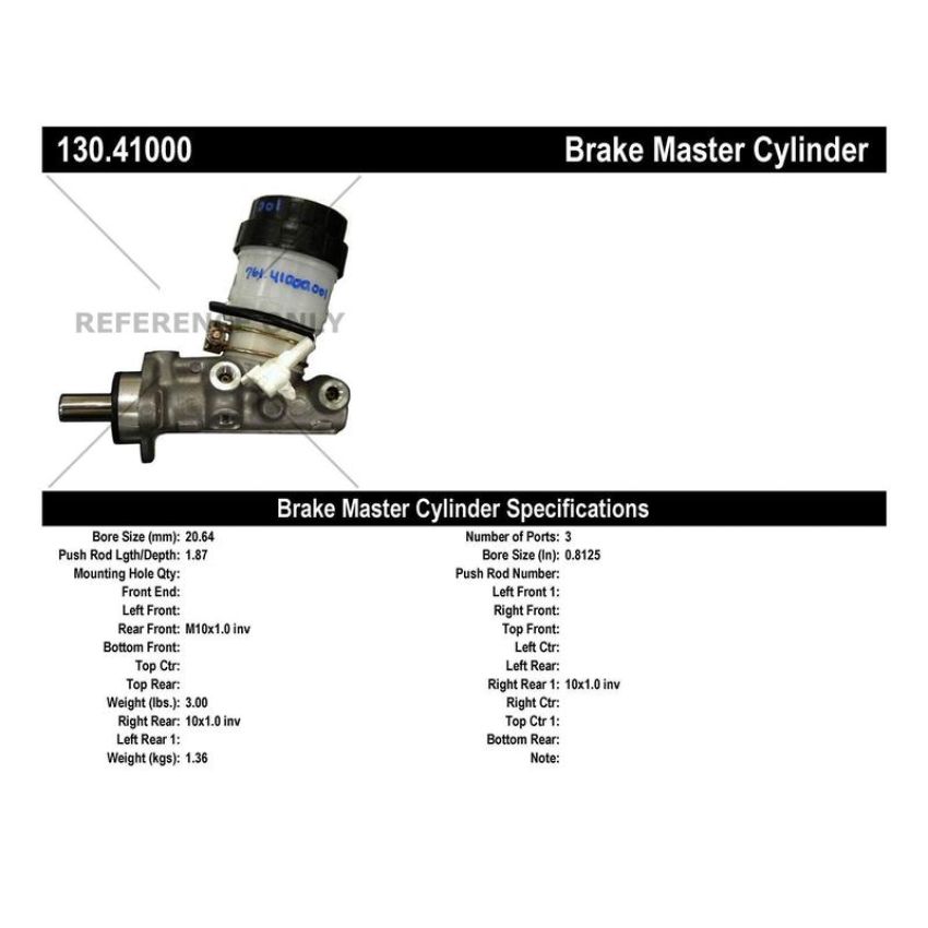CENTRIC PARTS 130.41000 Centric Premium Brake Master Cylinder