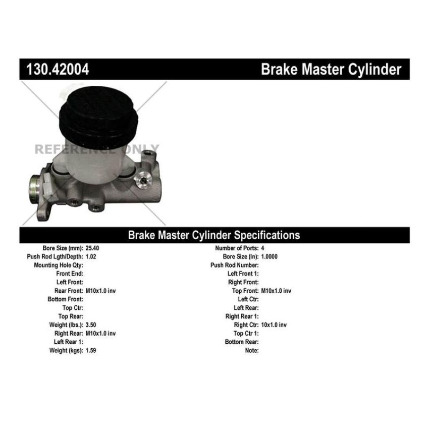 CENTRIC PARTS 130.42004 Centric Premium Brake Master Cylinder