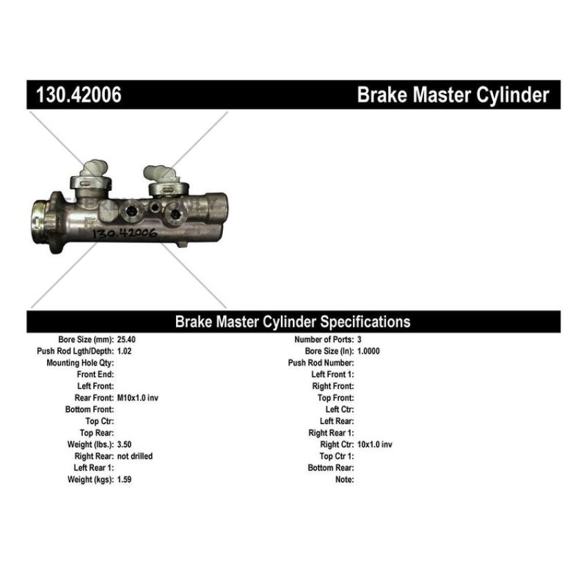 CENTRIC PARTS 130.42006 Centric Premium Brake Master Cylinder