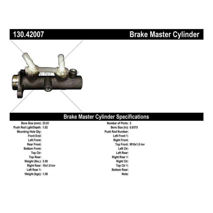 CENTRIC PARTS 130.42007 Centric Premium Brake Master Cylinder
