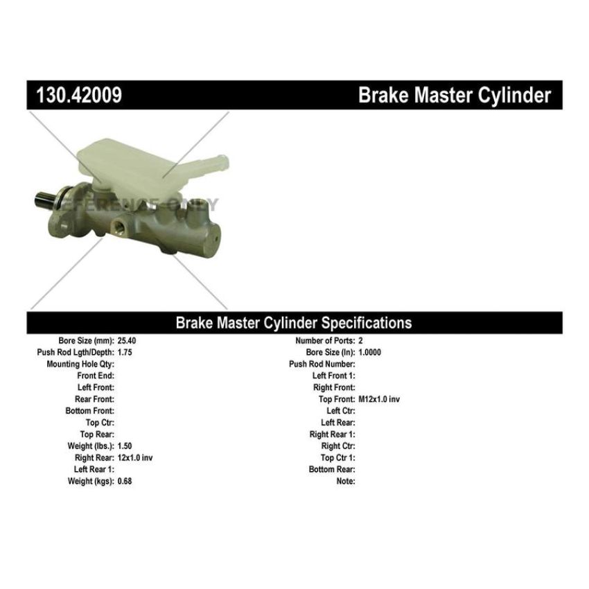 CENTRIC PARTS 130.42009 Centric Premium Brake Master Cylinder