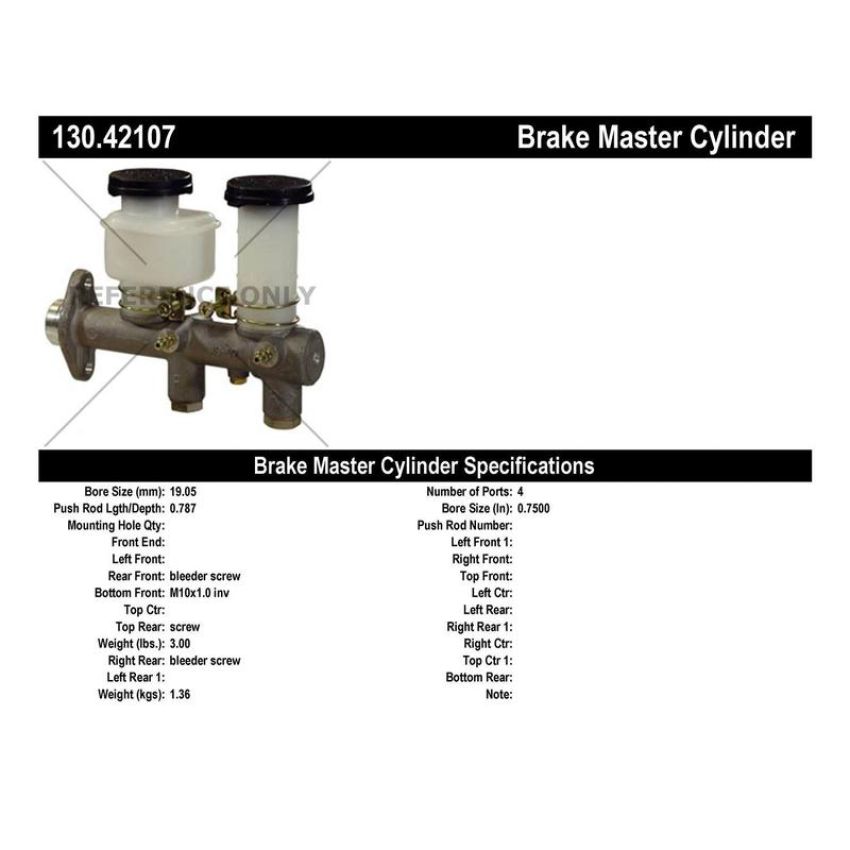 CENTRIC PARTS 130.42107 Centric Premium Brake Master Cylinder