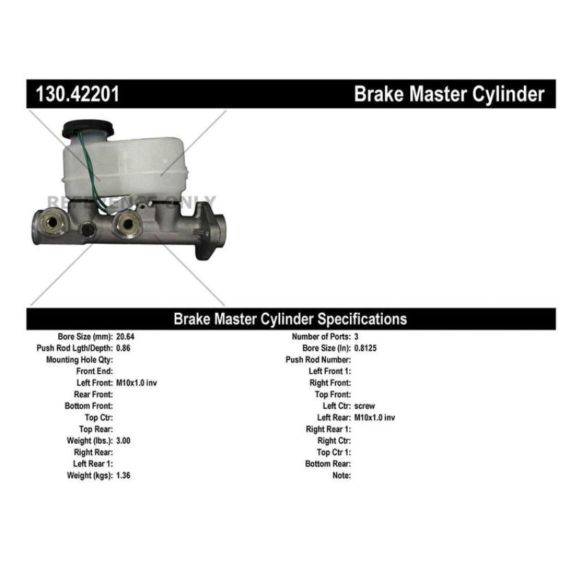 CENTRIC PARTS 130.42201 Centric Premium Brake Master Cylinder