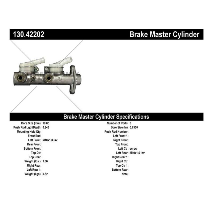 CENTRIC PARTS 130.42202 Centric Premium Brake Master Cylinder