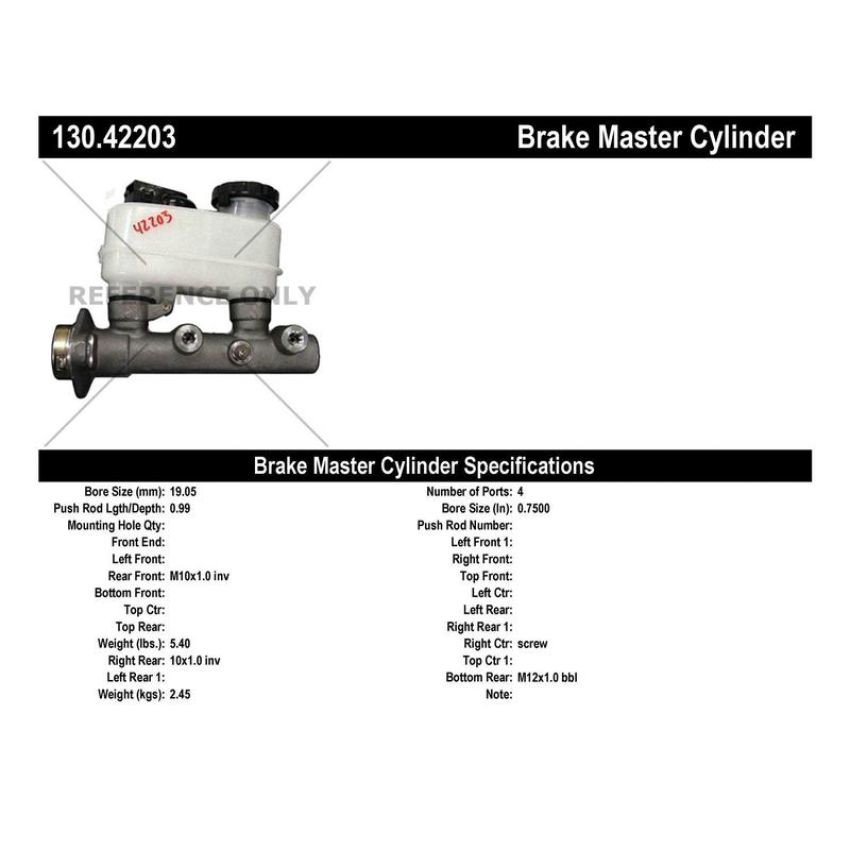 CENTRIC PARTS 130.42203 Centric Premium Brake Master Cylinder