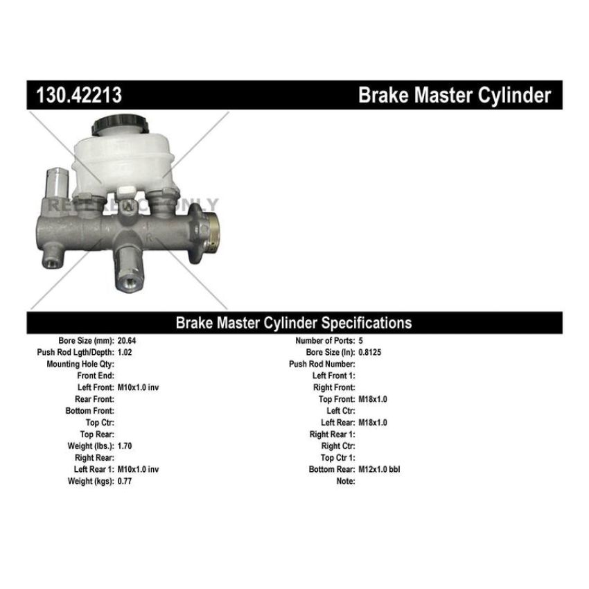 CENTRIC PARTS 130.42213 Centric Premium Brake Master Cylinder