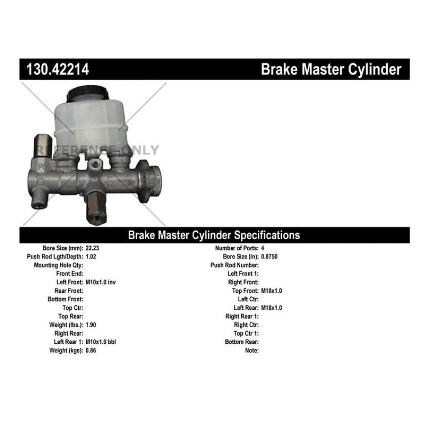 CENTRIC PARTS 130.42214 Centric Premium Brake Master Cylinder