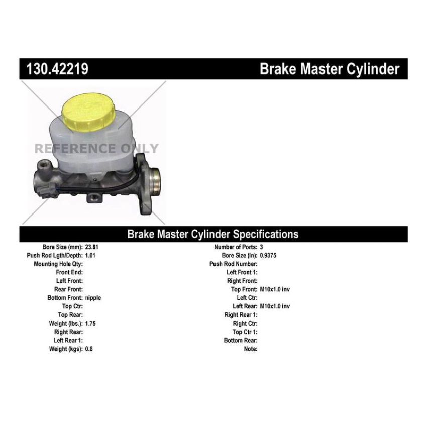 CENTRIC PARTS 130.42219 Centric Premium Brake Master Cylinder