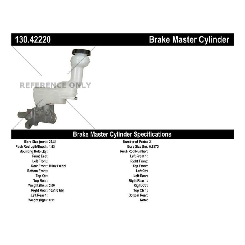 CENTRIC PARTS 130.42220 Centric Premium Brake Master Cylinder