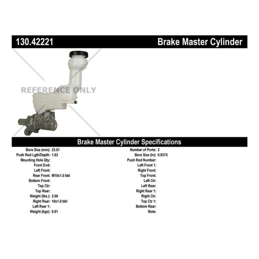 CENTRIC PARTS 130.42221 Centric Premium Brake Master Cylinder
