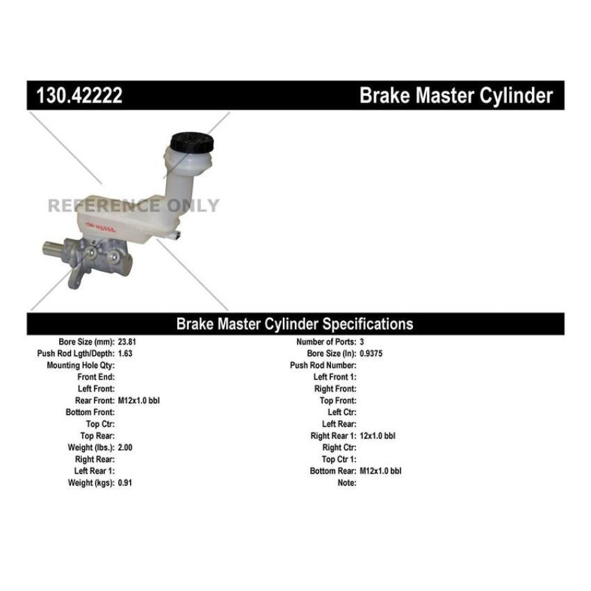 CENTRIC PARTS 130.42222 Centric Premium Brake Master Cylinder