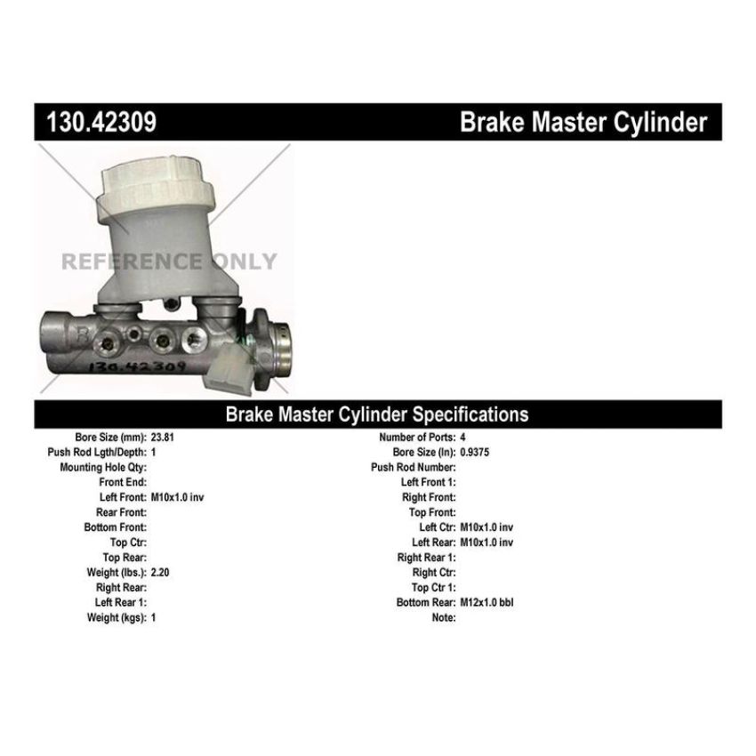 CENTRIC PARTS 130.42309 Centric Premium Brake Master Cylinder
