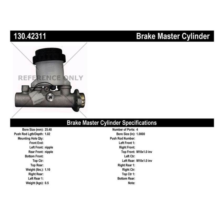 CENTRIC PARTS 130.42311 Centric Premium Brake Master Cylinder