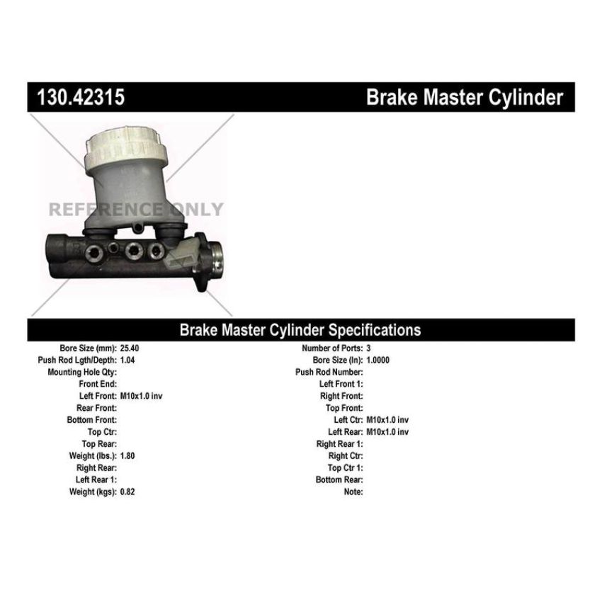 CENTRIC PARTS 130.42315 Centric Premium Brake Master Cylinder