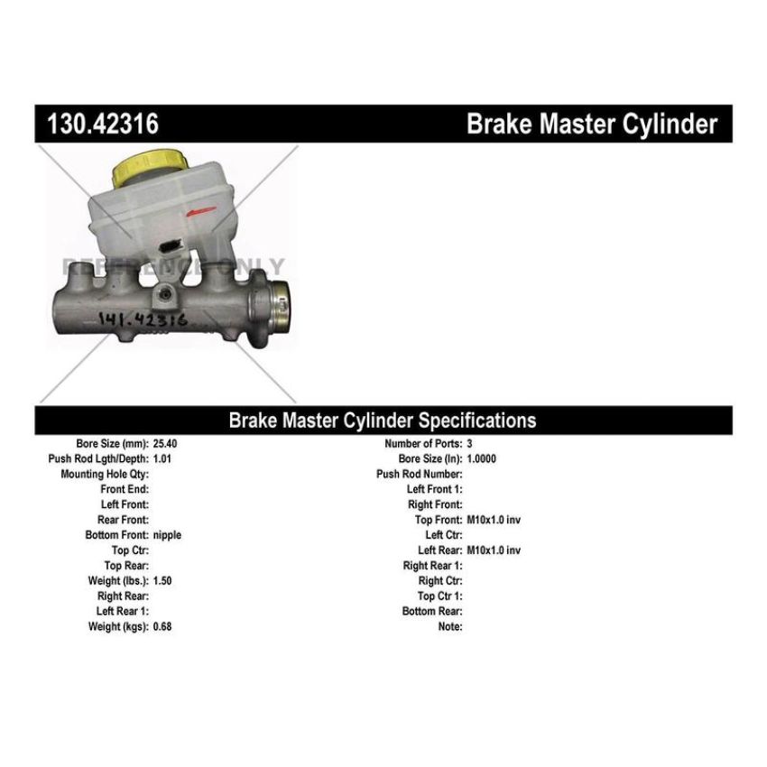 CENTRIC PARTS 130.42316 Centric Premium Brake Master Cylinder