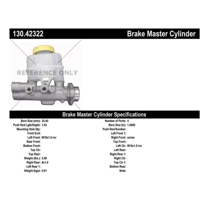 CENTRIC PARTS 130.42322 Centric Premium Brake Master Cylinder