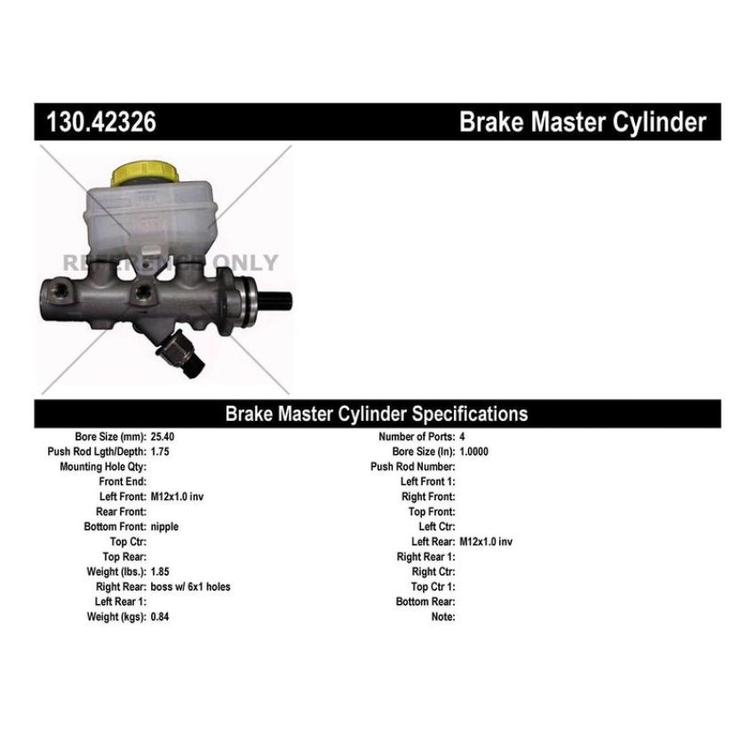 CENTRIC PARTS 130.42326 Centric Premium Brake Master Cylinder