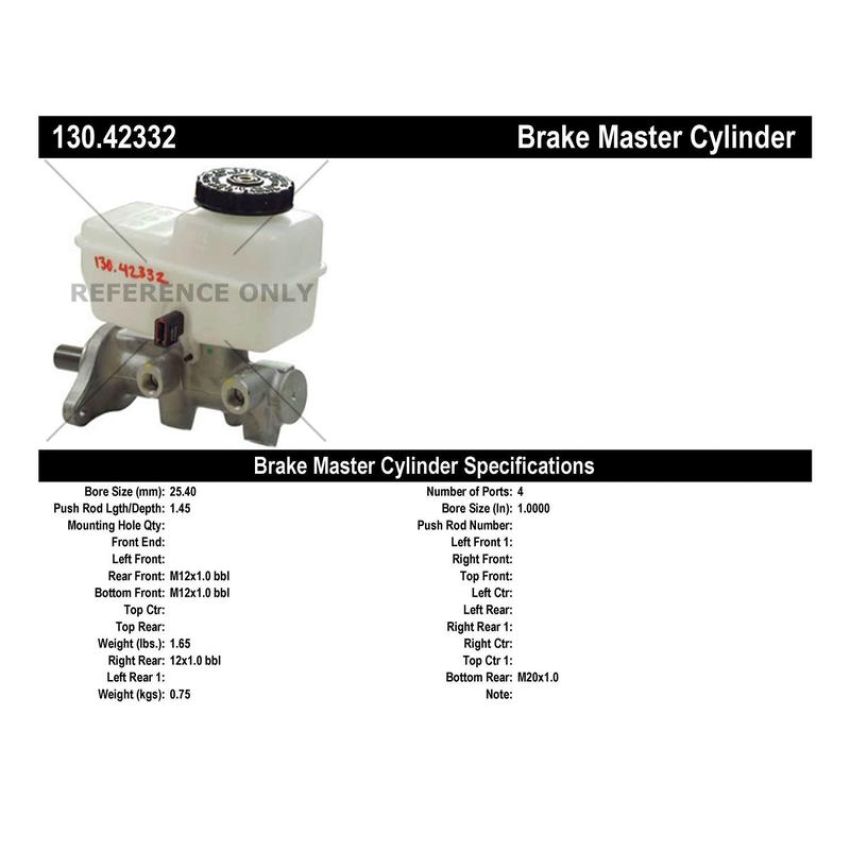 CENTRIC PARTS 130.42332 Centric Premium Brake Master Cylinder