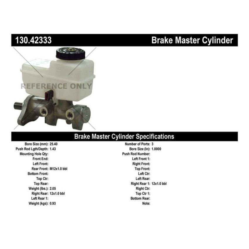 CENTRIC PARTS 130.42333 Centric Premium Brake Master Cylinder